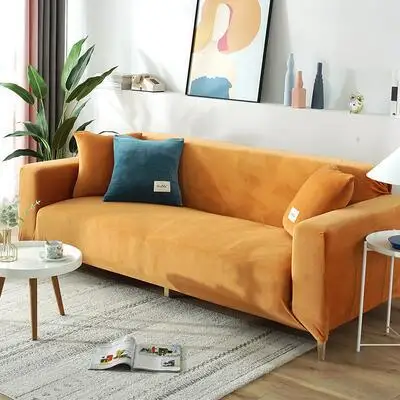 Details about   Sofa Cover Plush Elastic Plain Dyed Solid Sectional Corner Furniture Couch Sheet 