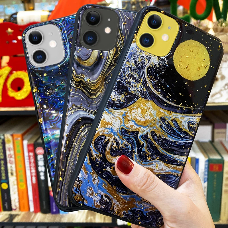 Роскошный Золотой фольга звездное небо bling чехол для телефона iPhone X 8 7 6S Plus XS MAX XR 11