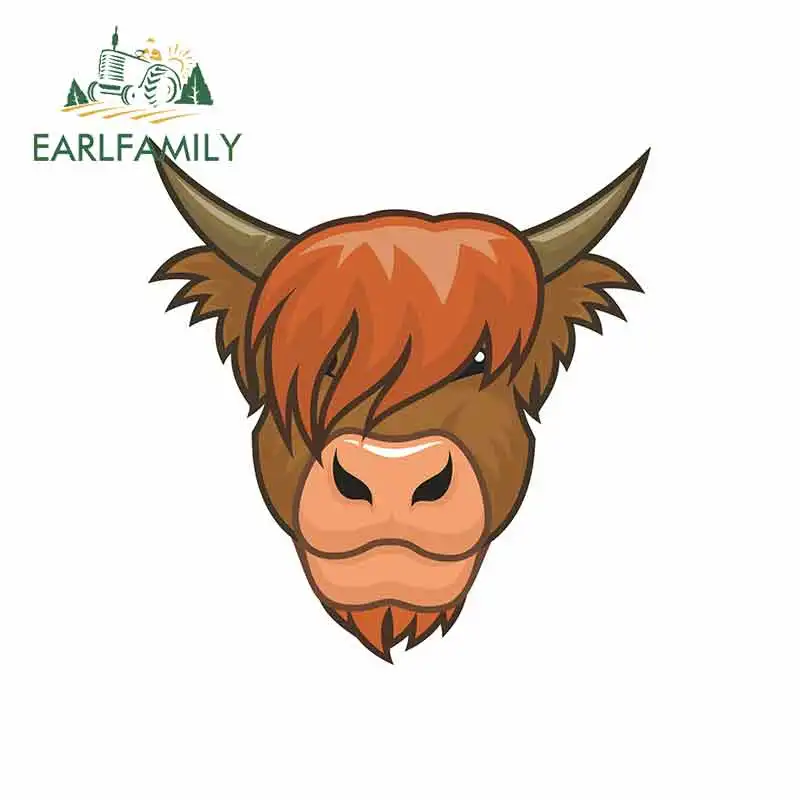 

EARLFAMILY 13cm x 12.3cm for Highland Cow Car Stickers Vinyl Helmet RV VAN 3D JDM Car Accessories Graphics Anime Sign Cartoon