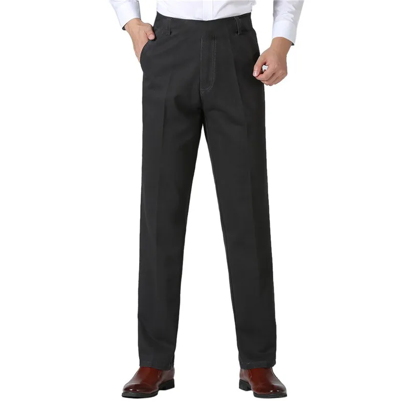 Мужская мода дизайн повседневные мужские брюки хлопок тонкие брюки прямые брюки модные деловые однотонные хаки черные брюки