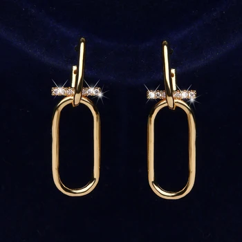 

Modern Gold Circular Design Personality Earring With Tiny Cubic Zircon Style For Women Earring Luxury Wedding Jewelry for Brides