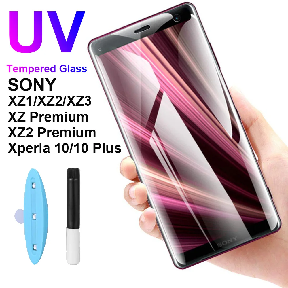Закаленное стекло 9D для SONY Xperia 10 PLUS 5 X10 + XZ1 XZ2 XZ3 XZ Premium защита экрана с жидкими