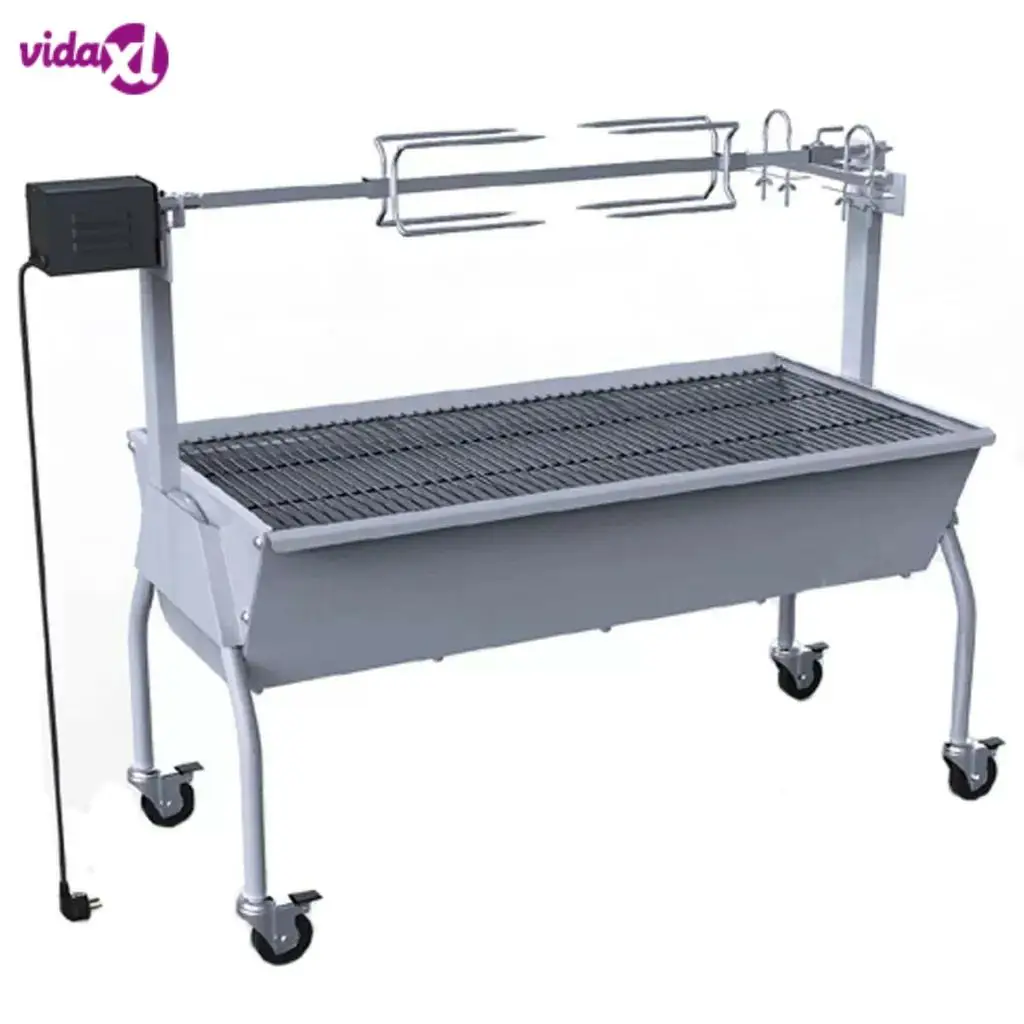 

VidaXL Barbecue Charcoal 4 Wheel Electric Rotisserie Chicken Charcoal BBQ Grill Outdoors Roaster Spit Rotisseries Electric Motor