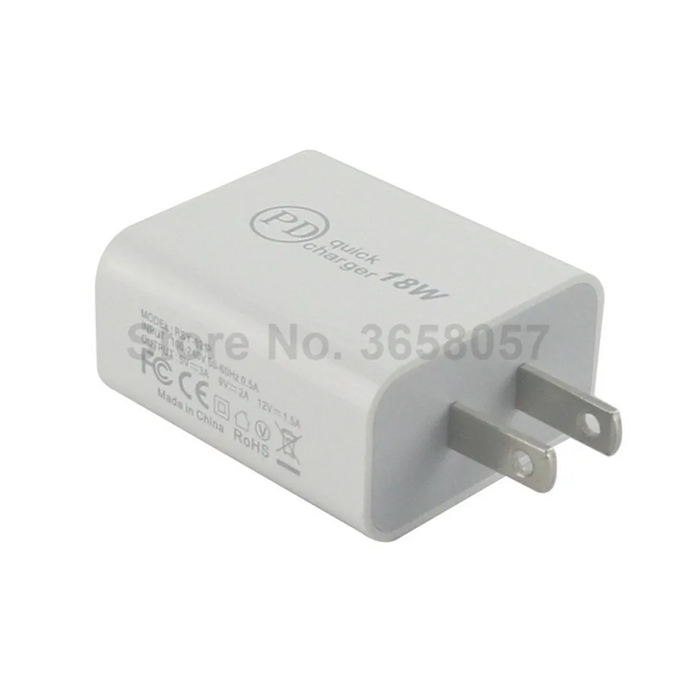 100 шт 18 Вт USB-C Быстрая зарядка usb type-C PD зарядное устройство US Plug Быстрая Зарядка адаптер для телефона 11 для note 10