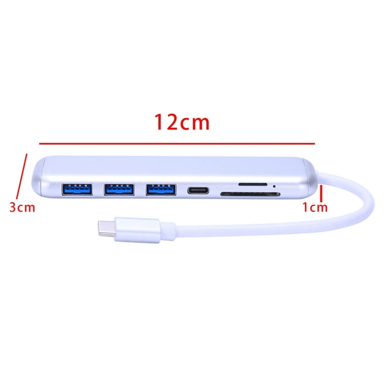 Портативный 7 в 1 тип-c Usb 3,0 алюминиевый сплав концентратор адаптер с Pd быстрое зарядное устройство Sd/Tf кард-ридер для ноутбука Macbook(серебро