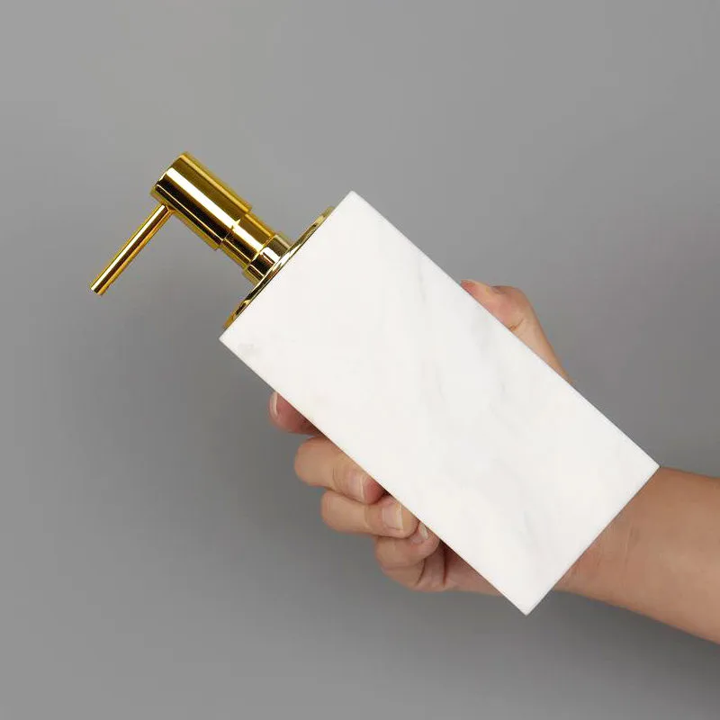 Bathroom Accessories Marble Soap Dispensers/Dish Toothbrush Holder Gargle Cups Tray Wedding Gifts Gold Head White By Piece