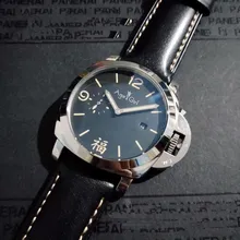 Роскошные брендовые Новые Мужские автоматические механические сапфировые часы из нержавеющей стали, черная кожа 1950, 3 дня, светящиеся часы 44 мм AAA