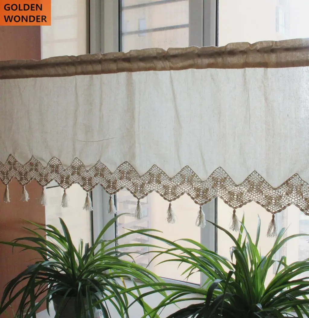 

American Rural Simple Cotton Handmade Crochet Half Curtain Coffee Curtain