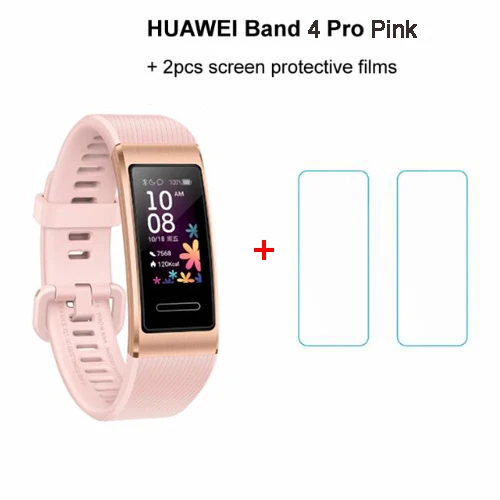 Умный Браслет huawei Band 4 Pro, инновационные часы, лица, автономный gps, проактивный мониторинг здоровья, SpO2, кислород крови - Цвет: pink add film