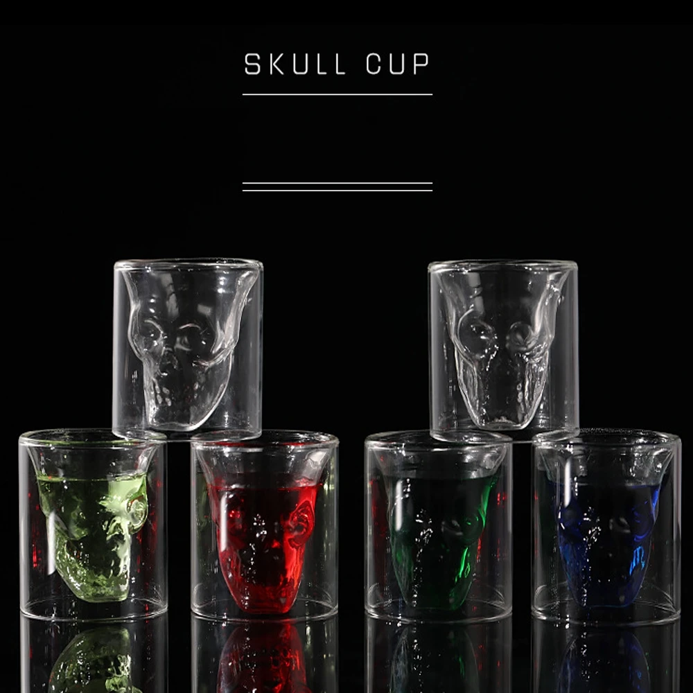 Transparent Crystal Skull Head Shot Crystal Glass Double Layers Shot Tea Cup For Whiskey Wine Vodka Bar Club Beer Wine Glasses Transparent Crystal Skull Head Shot Crystal Glass Double Layers Shot Tea Cup For Whiskey Wine Vodka Bar Club Beer Wine Glasses