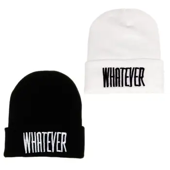 

Hot Winter Black White Cap Gorro Whatever Beanie Hat Bonnet Femme Hiver And Snapback Men And Women Muts Cap Czapka Zimowa #C12