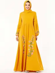 Элегантное мусульманское вышитое абайя цветочное Макси платье Vestidos кардиган кимоно длинный халат платья Jubah Ближний Восток ИД Рамадан