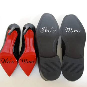 

Wedding Shoes He/She Is Mine Decoration Marriage Accessories Bride Groom Vinyl Wedding Stickers Waterproof Adhesive Novelty Shoe