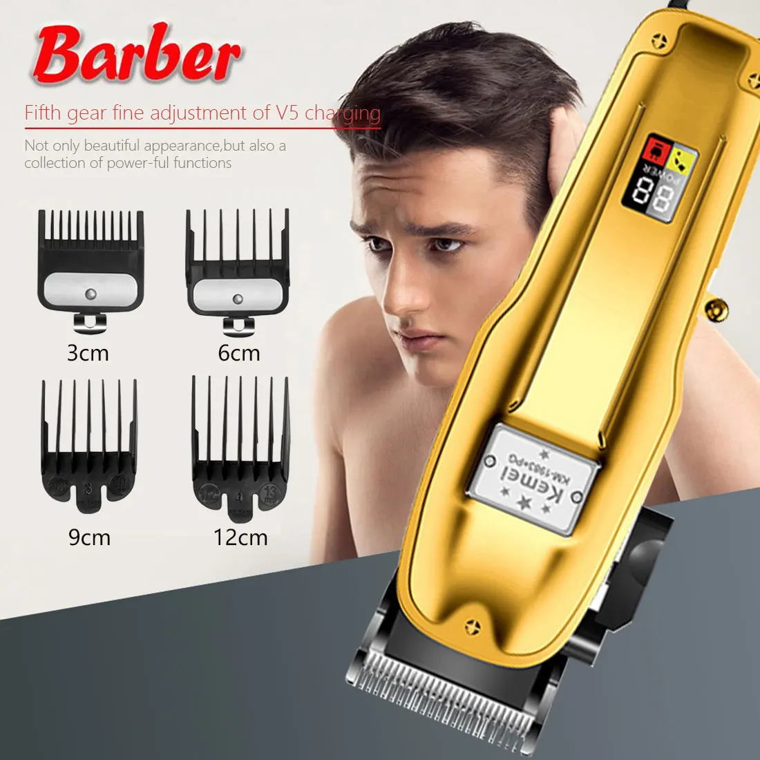 

Men's professional haircut scissors Professional Hair Clipper Electric large capacity USB rechargeable LCD display adjustable
