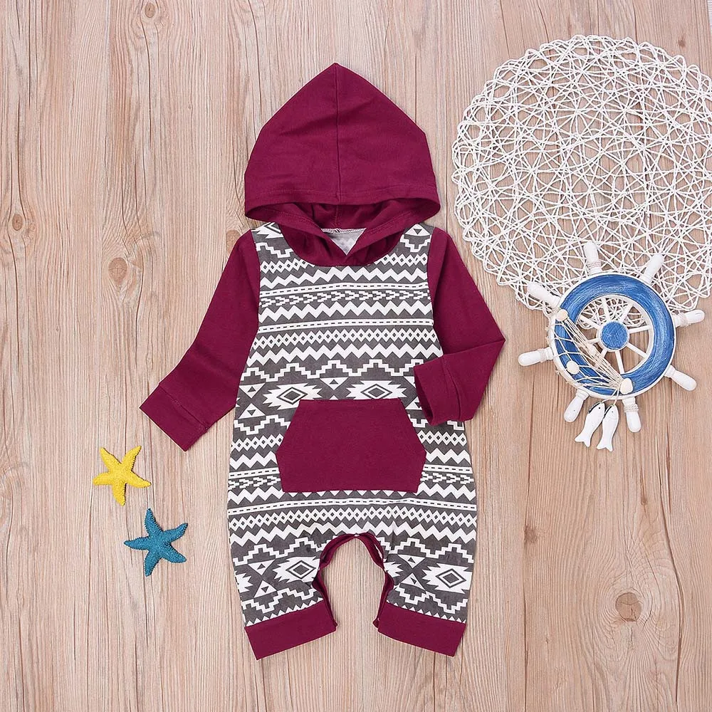 Модные зимние комбинезоны для новорожденных; комбинезон с геометрическим рисунком и капюшоном для маленьких мальчиков и девочек; комбинезоны; комплекты одежды; Kombinezon Dziecko