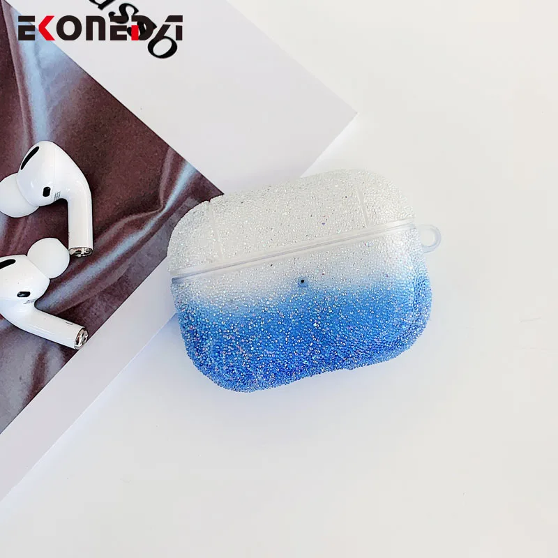 EKONEDA роскошный чехол с блестящими бриллиантами для Airpods Pro Чехол неградиентные цвета защитный чехол для Airpods 3 Чехол