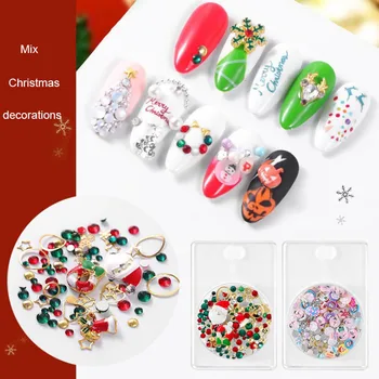 

Christmas Mix Halloween Nail Wheel Glitter Rhinestone Nail Art Decorations Snowflake Santa Hats 3D Metal Alloy Jewelry