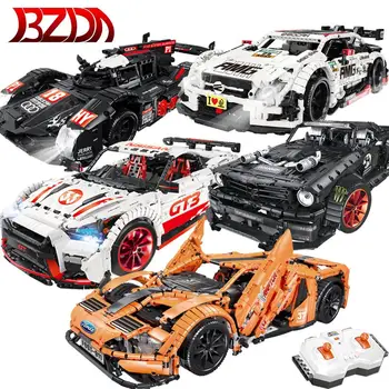 

BZDA Technology Sports Car Upgraded Version Remote Control Car Building Block Model MOC Assembled Boy Toys With Remote Control