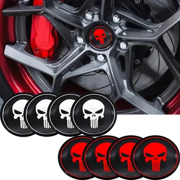 

4pcs 56mm Skull The Punisher Logo 3D Aluminum Car Hub Cap Wheel Center Car Decoration cover Stickers Car accessories