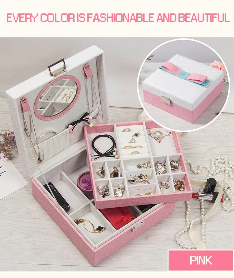 RANO портативный Bou-knot коробка для хранения ювелирных изделий многофункциональные кольца органайзер для сережек чехол с зеркалом для женщин подарок