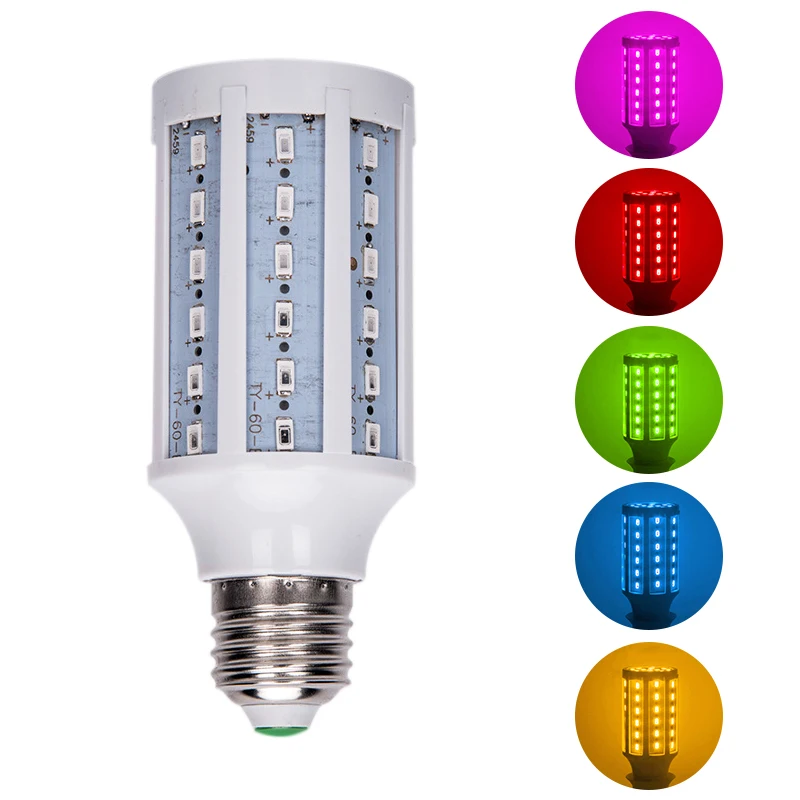 

E27 LED Corn Light Red Pink Blue Green Yellow Light Bulb 5W 10W 15W 20W AC 110V 220V Lamp Energy Saving Decorative Bulb Lamp