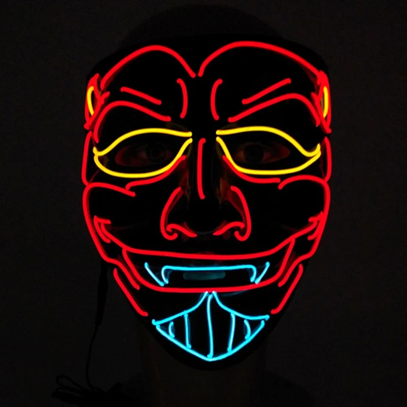 Многоцветная маска EL Wire для Хэллоуина, светящаяся маска на все лицо, Вечерние Маски для костюмированной вечеринки