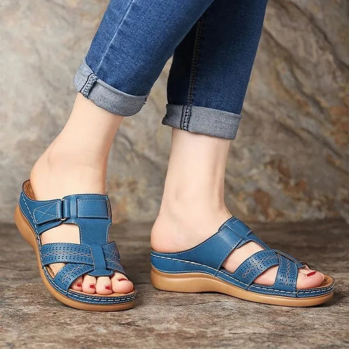 Laamei; летние женские сандалии; износостойкие Нескользящие удобные сандалии в стиле ретро с толстой подошвой; большие размеры