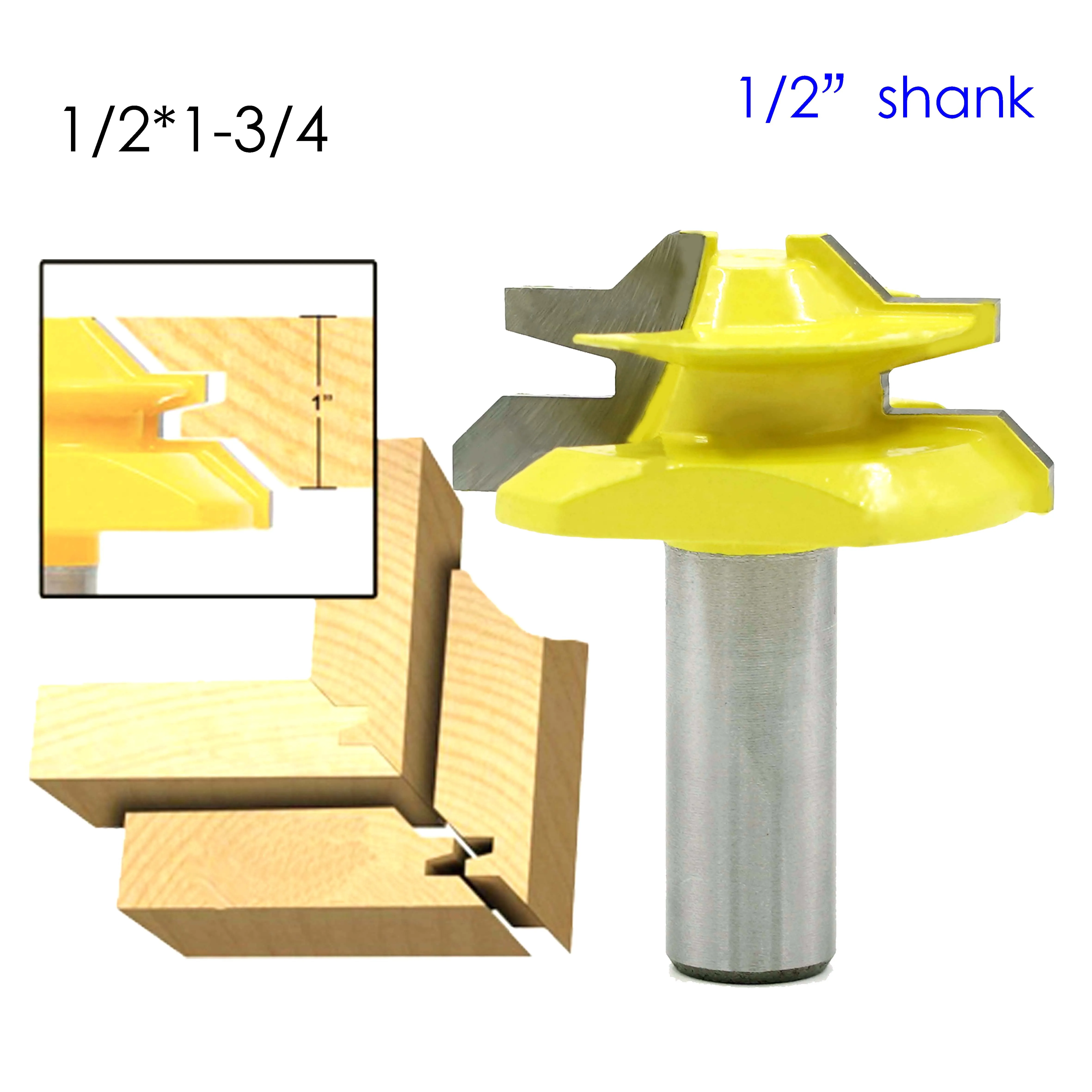 

1pc 1/2" Shank Large 45 Degree Lock Miter Router Bit 1" Stock Tenon Milling Cutter for Woodworking Tools Wood