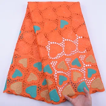 

SJD LACE Cord Bazin African Lace Fabric Heart shaped French Lace Fabric Embroidery Nigeria Fabric For Women Wedding Dress A1987