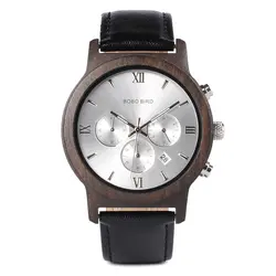Деревянные часы для мужчин BOBO BIRD с датой Дисплей Stopwacth relógios masculinos de luxo Тонкий Кварцевый зазор оптовая продажа высокое качество