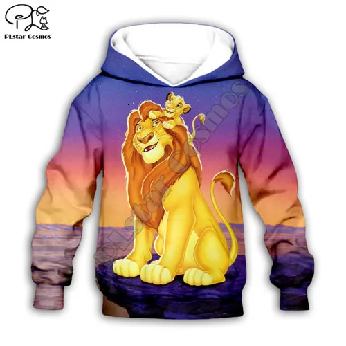 HAKUNA/MATATA толстовки с капюшоном с рисунком Simba короля льва детские толстовки с 3D-принтом на молнии пуловер для мальчиков и девочек - Цвет: Kids hoodies