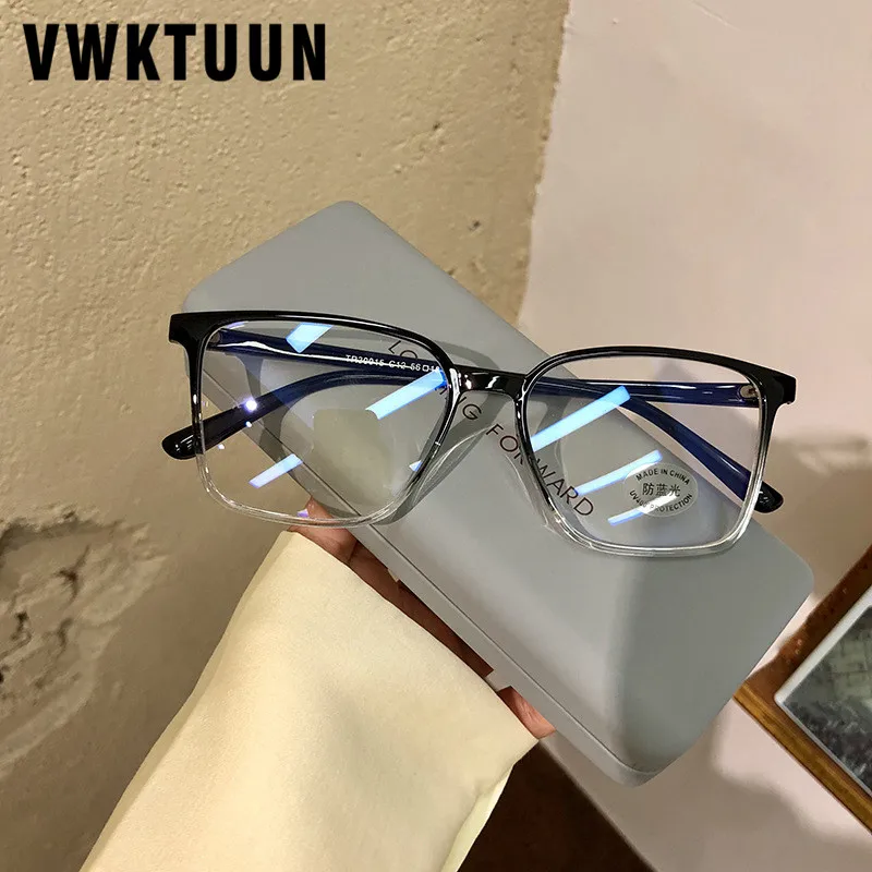 

VWKTUUN Square Glasses Frame Men Women Eyewear Transparent Computer Glasses TR90 Eyeglasses Frames Blue Light Blocking Glasses