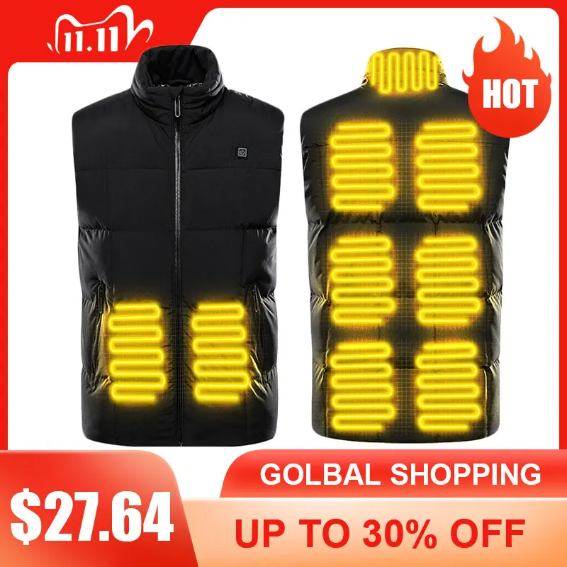 

9 Areas Heating Vest Jacket Men'S Outdoor USB Infrared Winter Electric Heating Waistcoat Thermal Warm Clothing