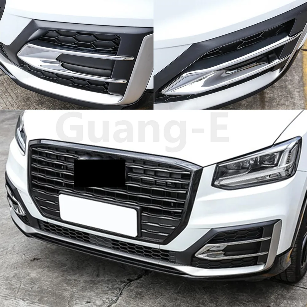 Для Audi Q2 Q2l Стайлинг автомобиля стикерами детектор ABS, отделка крышки спереди налобный противотуманный фонарь лампы рамка части 2 шт