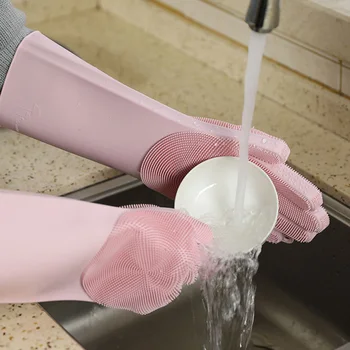 

1pc Dishwashing Cleaning Gloves Magic Silicone Rubber Dish Washing Glove for Household Scrubber Kitchen Car Pet Clean Tool Scrub