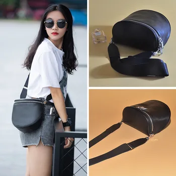

2020 Kings waist bag retro first layer leather leather chest bag Japanese and Korean version semi-circular leather female bag