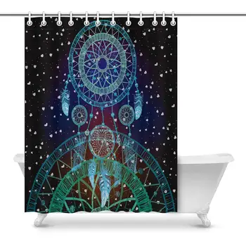 

Novelty Shower Curtain Bathroom Sets, Colorful Dreamcatcher Feathers Boho, Funny Fabric Home Bath Decor 84 X 69 Inches