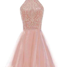 Тюлевое платье с кружевной бретелькой, платье для выпускного вечера без рукавов с аппликацией, платье для выпускного с открытой спиной, короткое платье для выпускного вечера