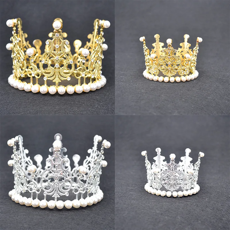 1PC Tiara Gold PEARL Crown Cake Topper Decoration Decorative Elegant Wedding Princess Birthday Decoratio Party Supplies | Дом и сад
