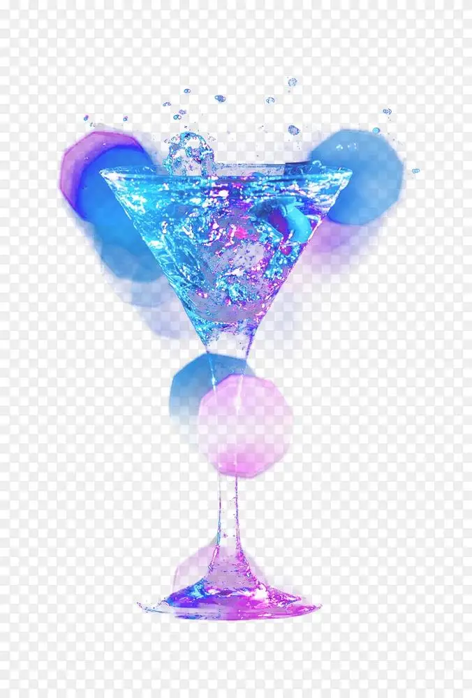 蓝色夏威夷葡萄酒杯马提尼鸡尾酒装饰蓝色泻湖鸡尾酒