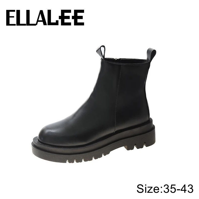 Женские ботильоны большого размера ELLALEE на массивной платформе весна-осень-зима