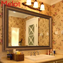 

Zhongxiang European-Style Bathroom Mirror Wall-Mounted Bathroom Mirror Vintage American-Style Bathroom Mirror Toilet Sink Mirror