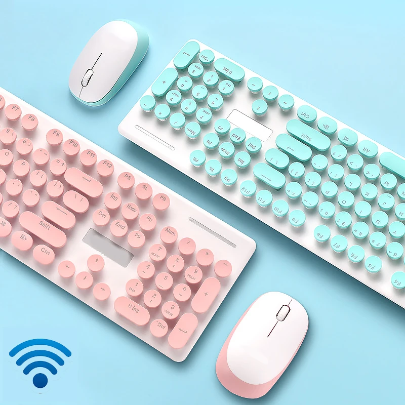 

Wireless Keyboard and Mouse Set Retro Punk Typewriter Design for Office PC Desktop Notebook Bluetooth Mac Windows Keyboard Mouse