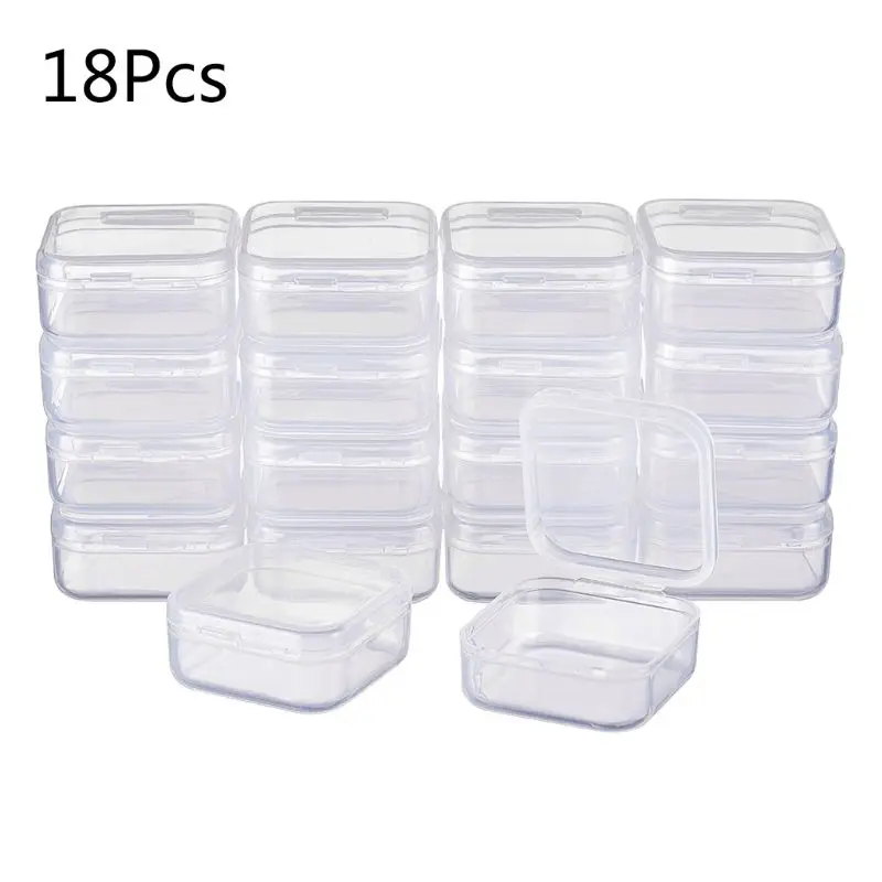 

18pcs Clear Transparent Plastic Storage Box with Lid Pharmacy Drug Classification Jewelry Case Screw Beads Container