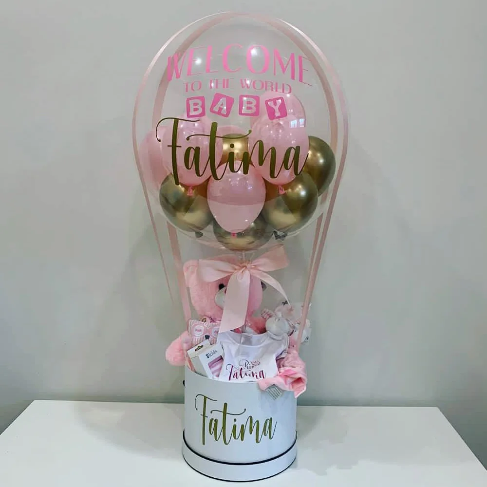 Cesta de regalo personalizada para Baby Shower, caja de revelación de  género, bandeja única, galletas de flores, globo aerostático, bienvenido al  mundo, Niña y niño - AliExpress, image size:1000x1000