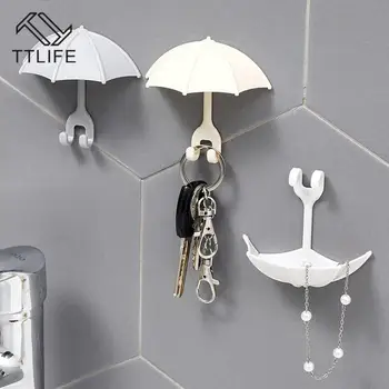 

3pcs Umbrella Wall Hanger Toothbrush Holder Razor Socket Hook Shaving Shaver Shelf Bathroom Organizer Nail-free Tooth Brush Case