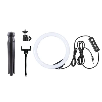 

10inch Photography Shooting Fill Lamp Tripod Stand LED Ring Light 3 Modes Universal Selfie YouTube Video Live Studio Dimmable