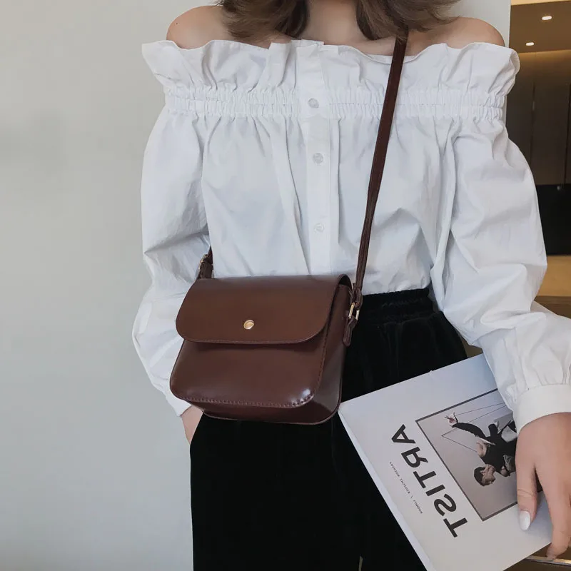 

AU3 Online Celebrity Black Bag Women's 2019 New Style Simple Retro Square Sling Bag Versatile Satchel Shoulder Bag Casual Obliqu