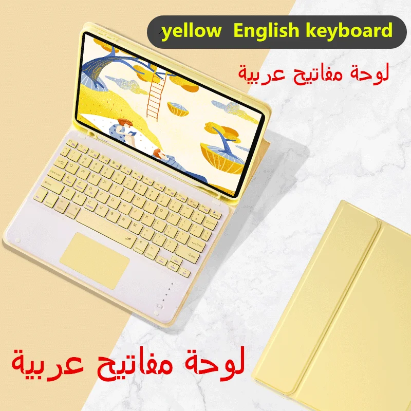 Arabic touchpad Keyboard Case for iPad 9th 10.2 Pro 11 2021 Air 5 10.9 Pro 10.5 7th 10.2 Cover W Pencil holder touchpad Keyboard gaming computer keyboard