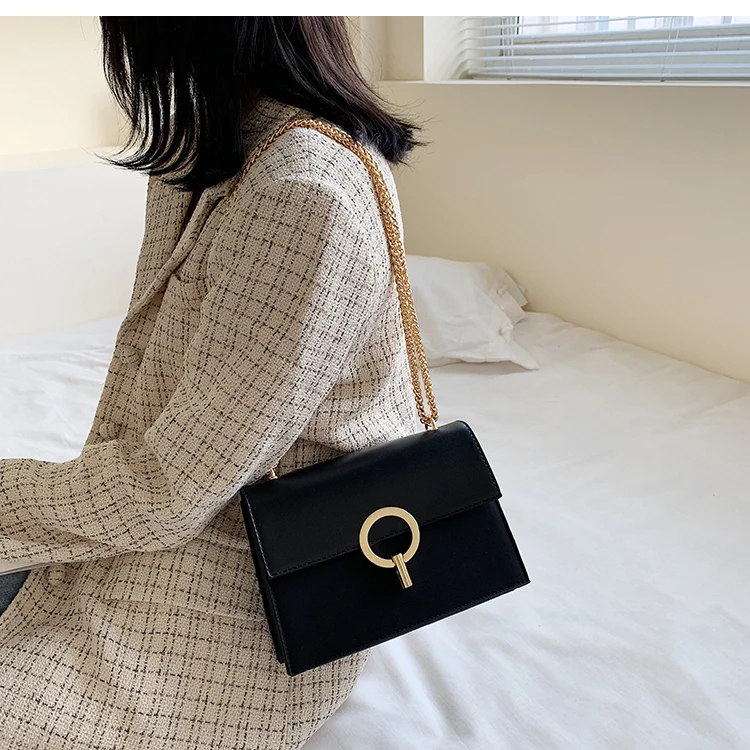 Elegant Female Flap Square bag Fashion New High Quality Leather Women's Designer Handbag Lock Chain Shoulder Messenger Bags